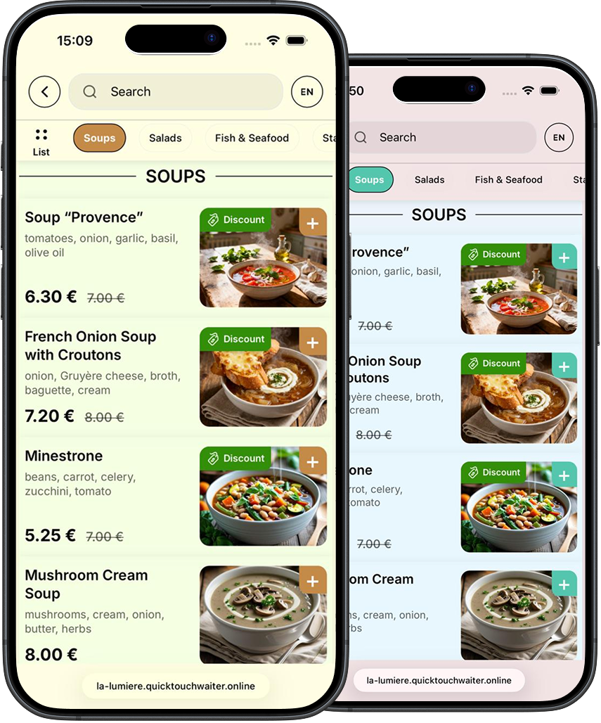 Branded website & QR menu